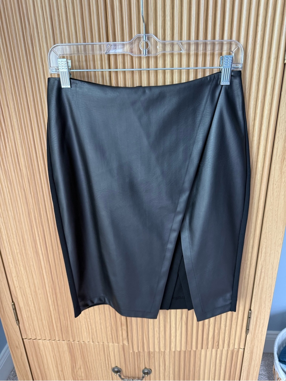 White House Black Market Black Faux Leather Pencil Skirt